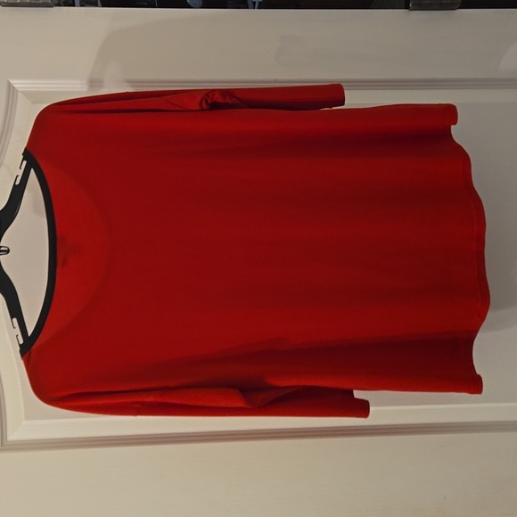Worthington 3/4 Sleeve Top in Barbados Cherry with Leather Like Trim - Picture 5 of 7